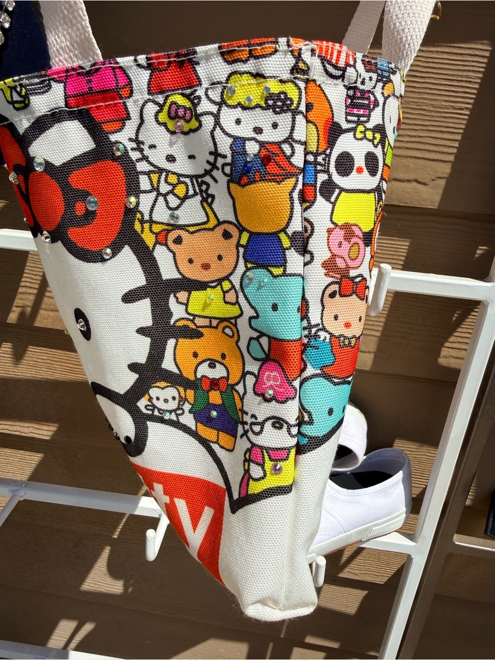 Hello Kitty Colorful Character Canvas Tote - White, Red, Pink, Yellow, Blue
